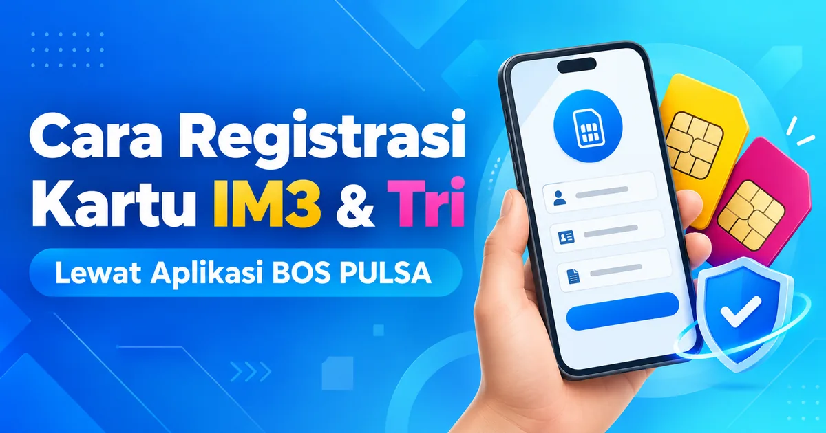 Ilustrasi cara registrasi kartu IM3 dan Tri melalui aplikasi BOS PULSA