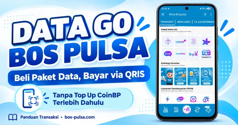 Panduan DATA GO BOS PULSA untuk membeli paket data dan membayar melalui QRIS tanpa top up CoinBP terlebih dahulu