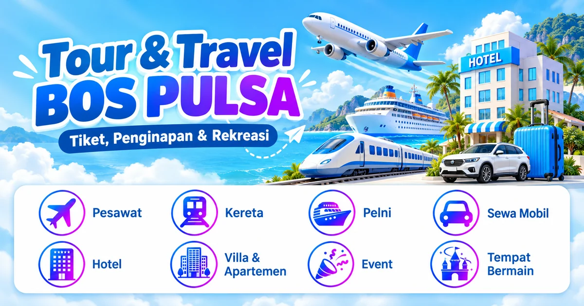 Tour & Travel BOS PULSA untuk pesawat, kereta, Pelni, sewa mobil, hotel, villa dan apartemen, event, serta tempat bermain